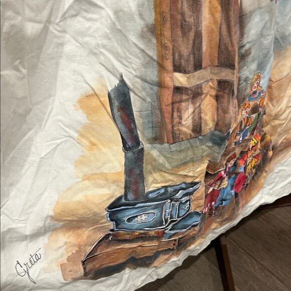 Vintage Apron Dress Schoolroom Class Teacher Greta Hand painted Size Large? - Picture 6 of 13